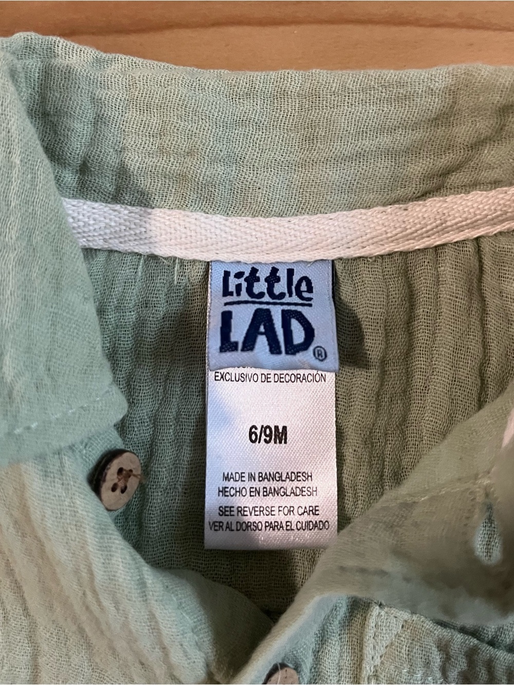 Little Lad 3 Piece Sage Green Cotton Set 6/9M NWOT - Picture 6 of 10